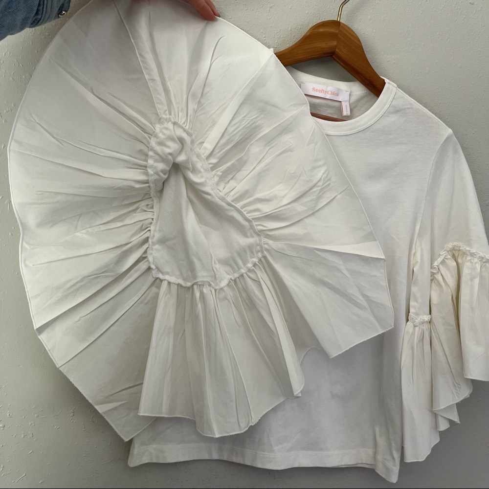 SeeByChloe White Flare Sleeve Blouse Size XS - Picture 6 of 9